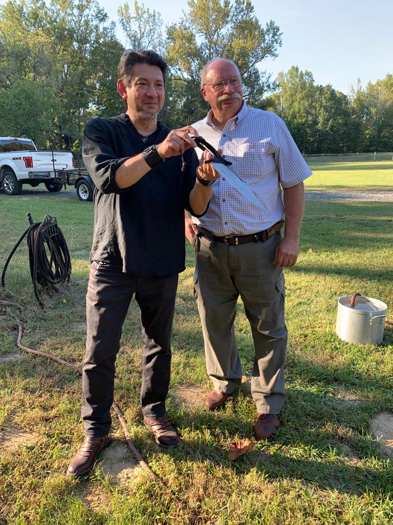 Doug marcaida checking out dad's X-Rhea knife