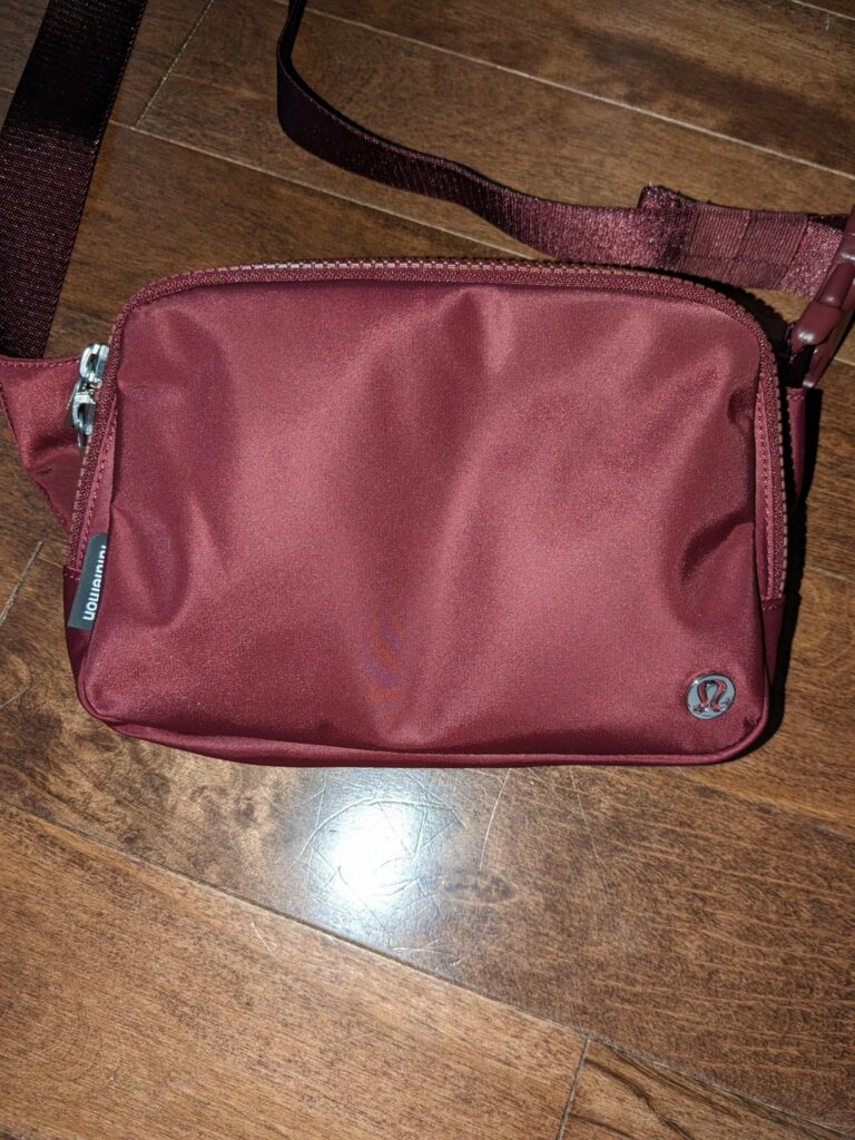 New bag, new bag dump. Lululemon Everywhere Belt Bag 2L size in Red Merlot.