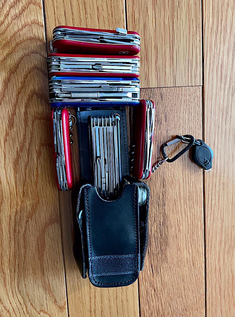 Old School Swiss Army Knives and one youngster with locking blade.