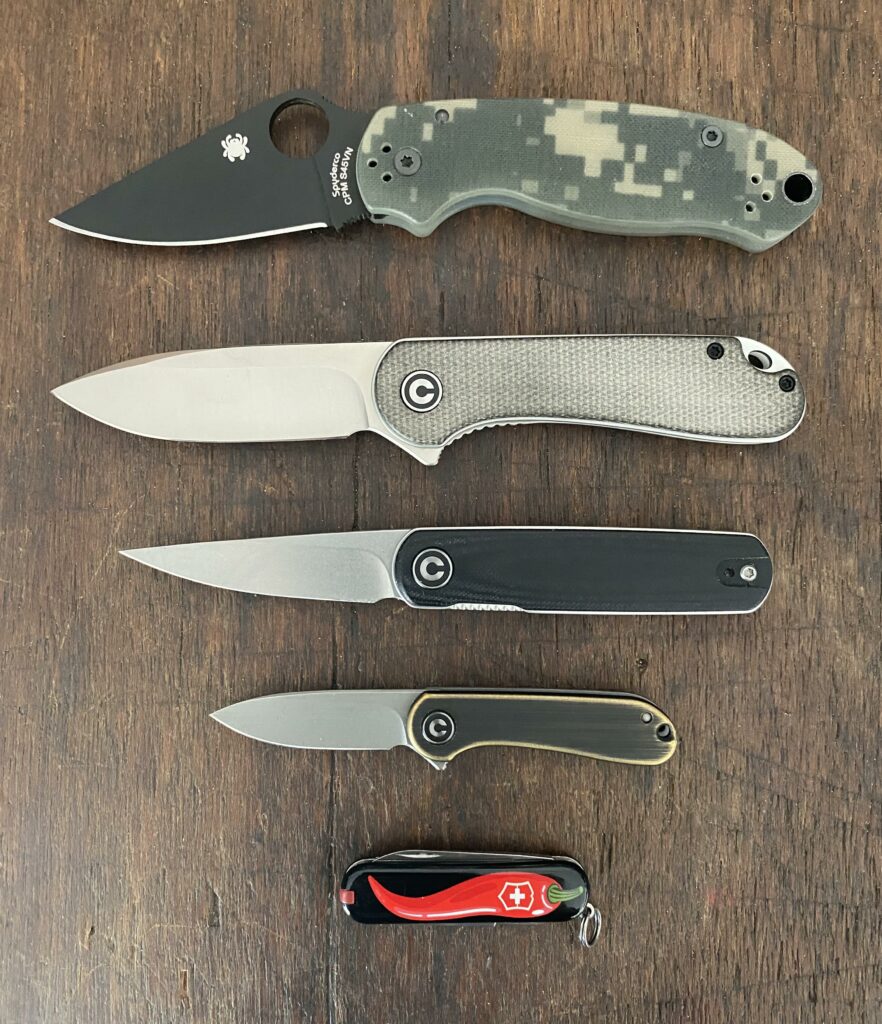 MY LITTLE COLLECTION, Spyderco PM3, Civivi Elementum, Civivi Lumi, Civivi Mini Elementum, Victorinox Classic SD