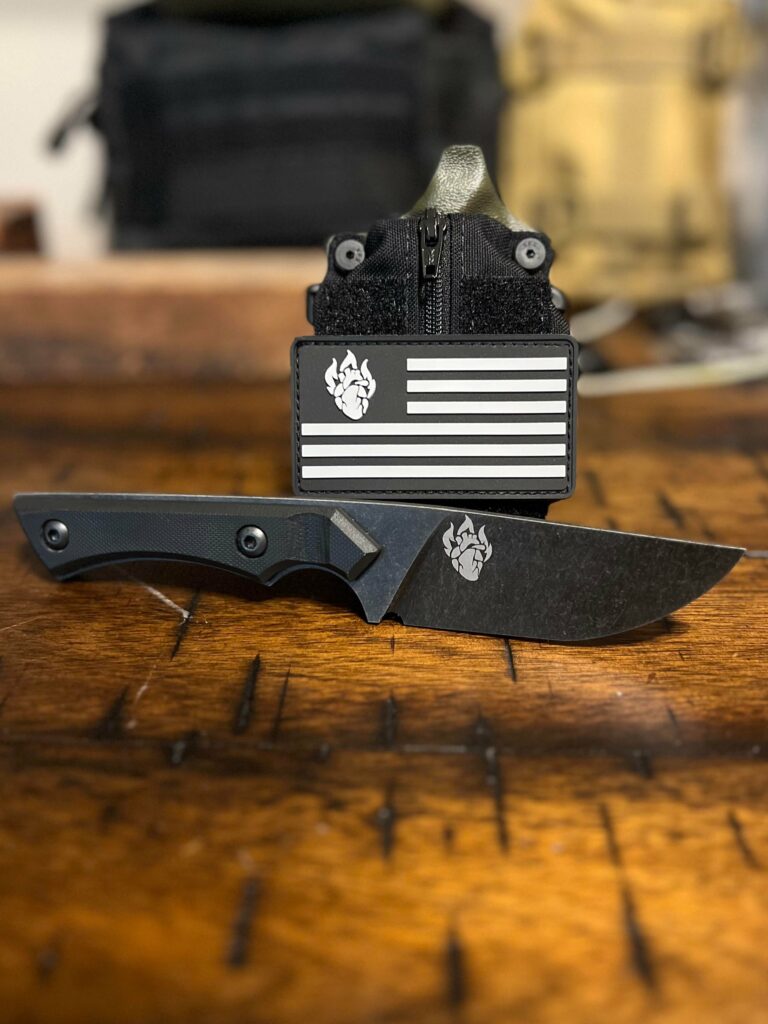 Makers Knives Model 1 with tactical pouch sheath attachment