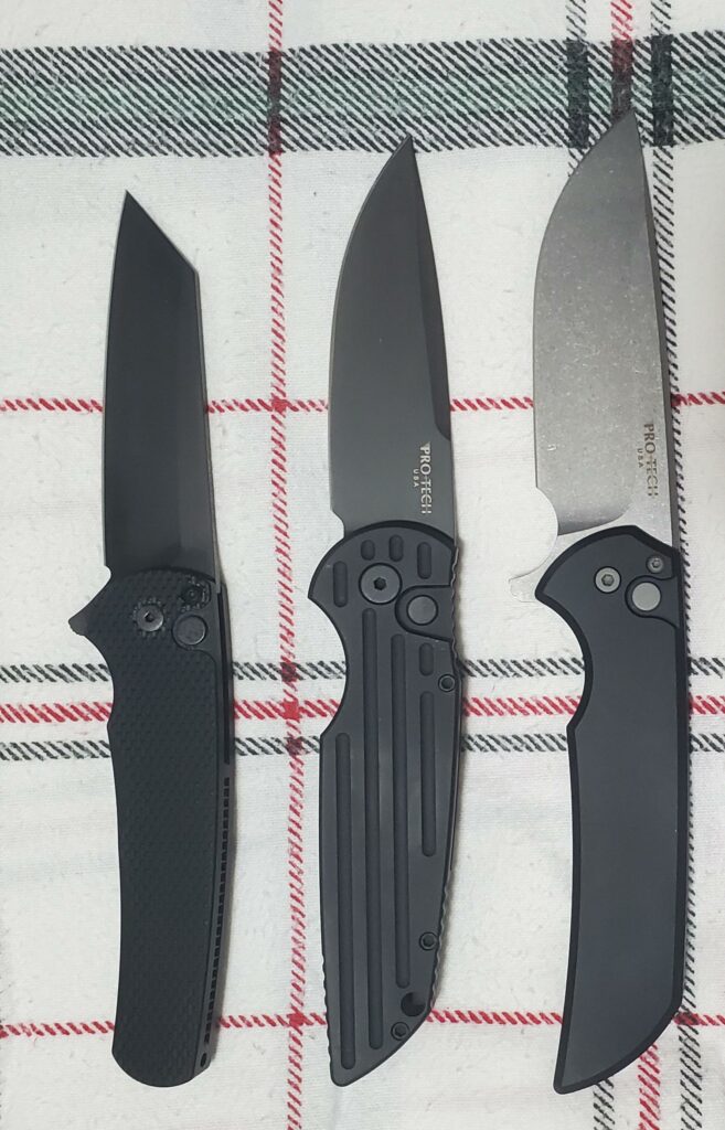 Protech Malibu, TR-3, and Mordax.