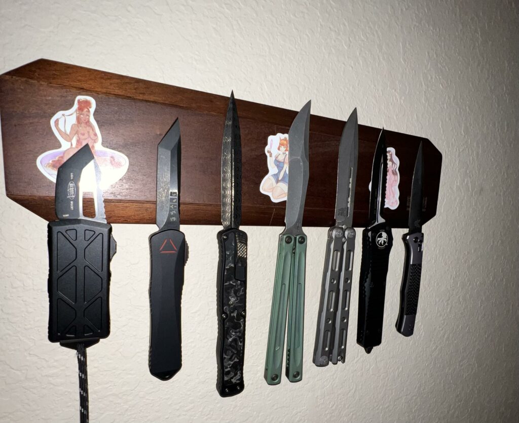Family photo (microtech combat troodon and Exocet, heretic knives predator manticore e and custom cleric II, jk designs embargo, Benchmade 85 and the autofact)