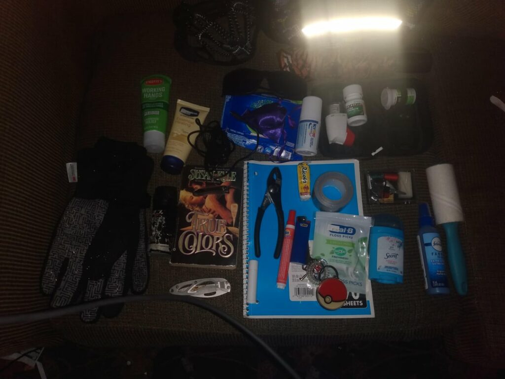 I'm no longer homeless, but I still carry around a bunch of random supplies wherever I go.