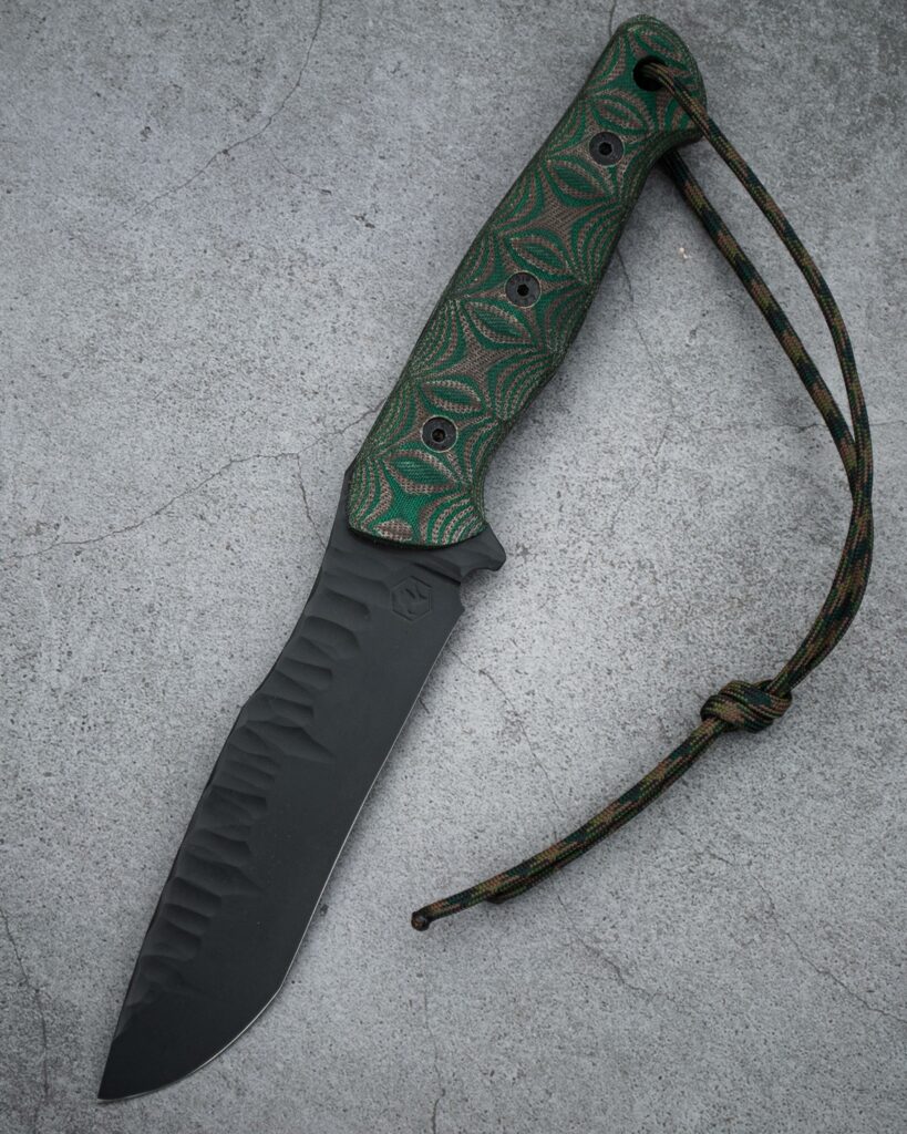 LIZARD - 80CrV2 (59-60hrc). Cerakote coating and micarta handle.
