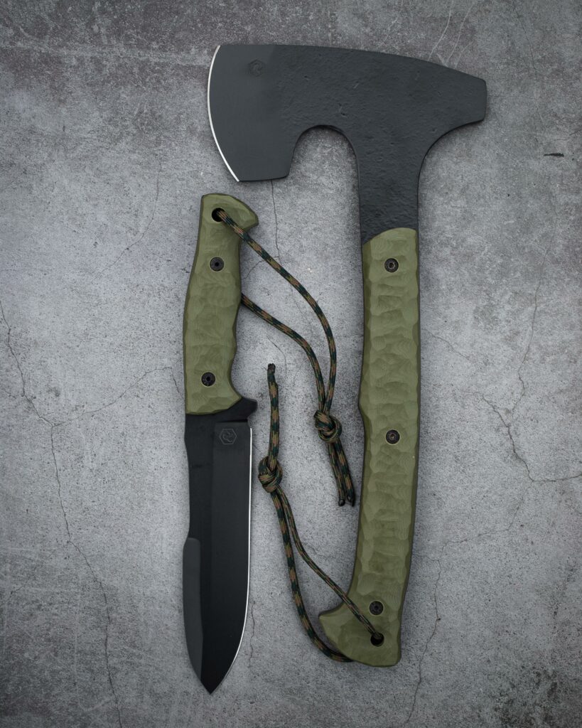 Made by me fulltang set with cerakote coating and olive G10 handles.