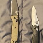 different stages of my bugout... should have just gone flytanium titanium from the start. (had some cheap g10 scales that barely fit in between the stock and carbon ones, couldn’t find a pic)