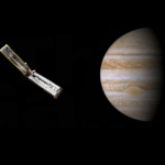 Juice spacecraft approaching Jupiter, artist depiction.