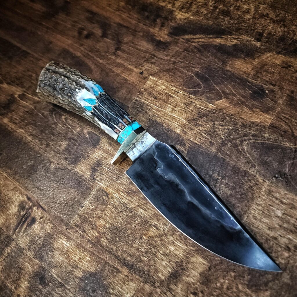 san mai fighter with hand engraved warbonnet