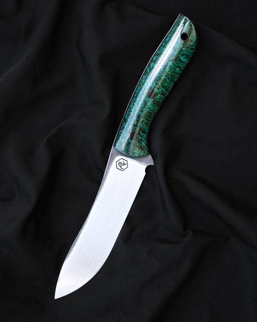 CAMEL - handcrafted by me knife made of N690 stainless steel and stabilised wood burl.