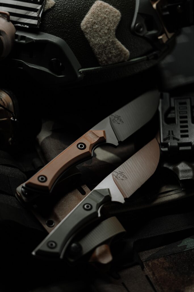 Makers Knives model 1’s in OD/Deaert Tan cerakote and G10 handles