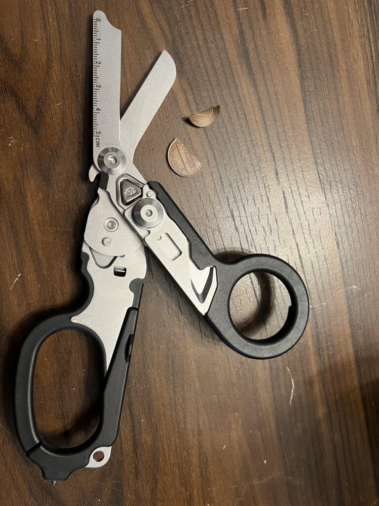 $12 leatherman raptor knockoff scissors. I can’t believe they cut a penny in in half and can still cut jeans afterwards with no issues.
