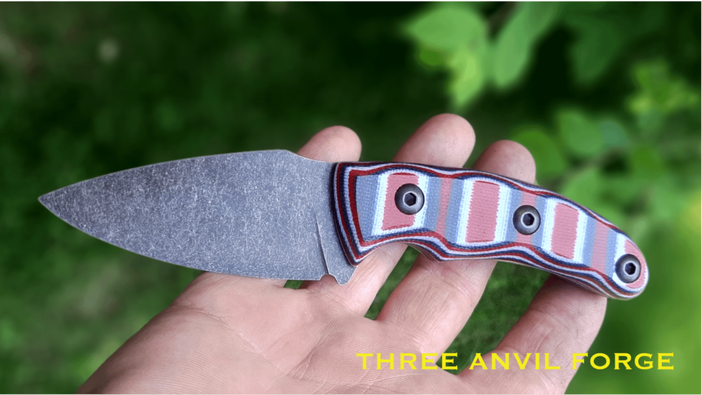 A2 Tool steel- Stone wash- EDC, In house Red/white/blue canvas "mike"-arta scales