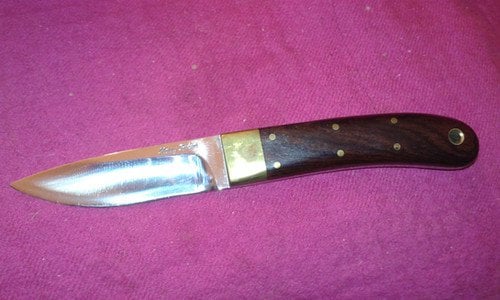 Harry Boden knife, bright mirror polished blade and Cocobolo wood