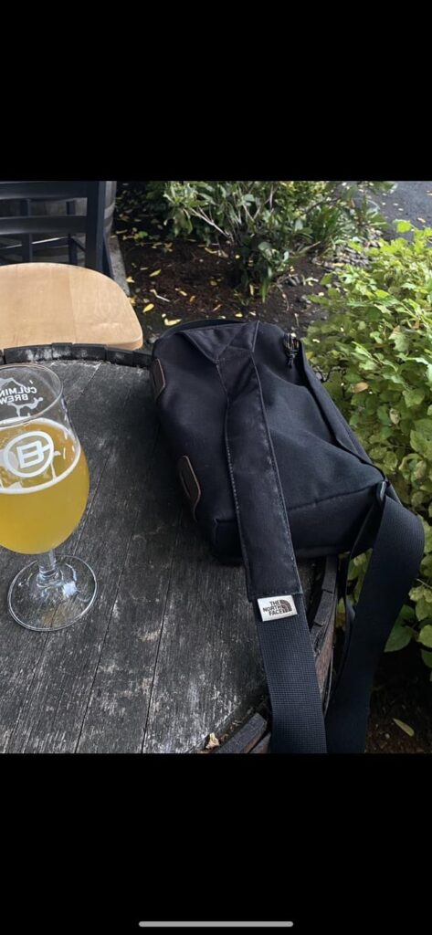 My North Face shoulder bag and some example contents!