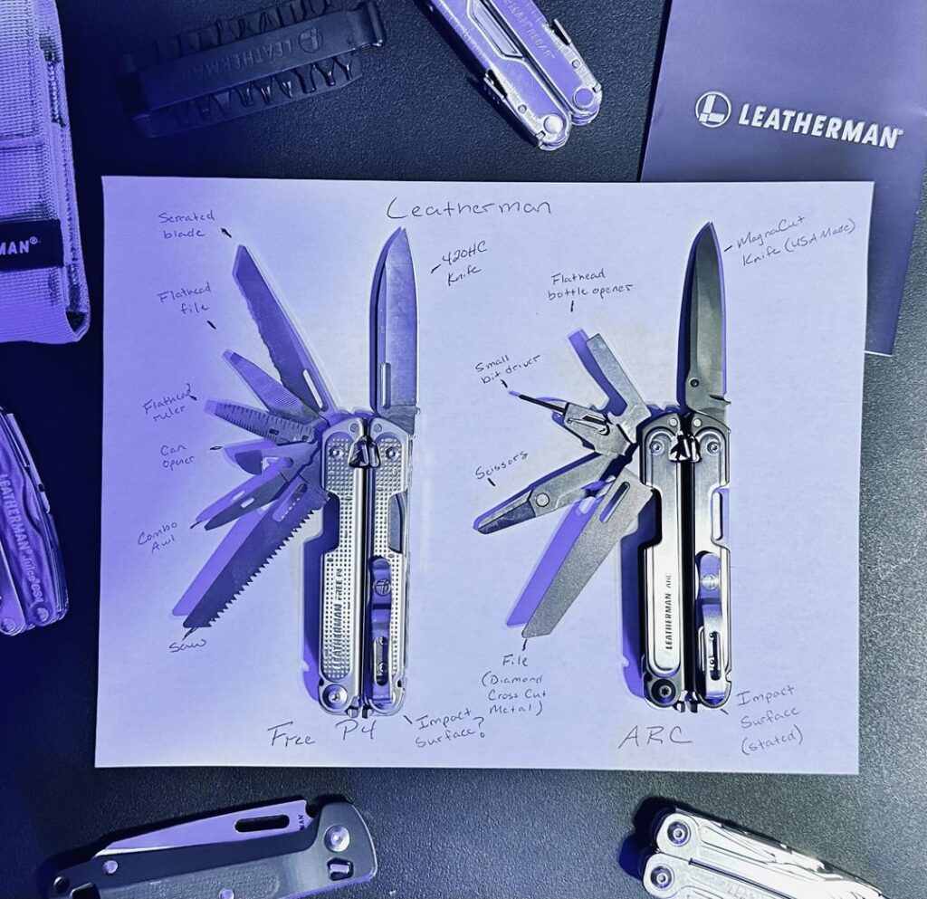 Leatherman Free P4 and ARC side by side: