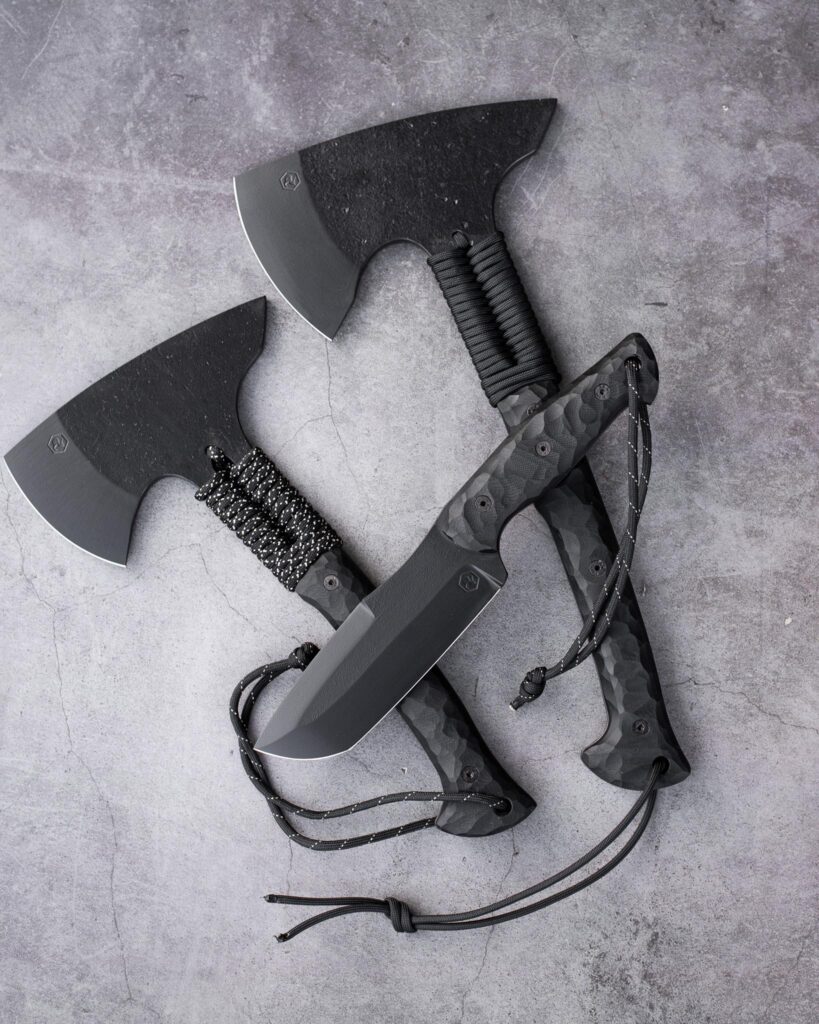 Set of handcrafted tools in cerakote coating and black G10 handles made by me - Vultur Custom Knives