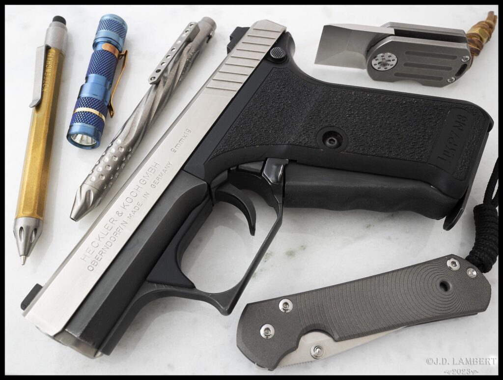 A few random items I really like: HK P7M8, Chris Reeve Sebenza 21 (Small, Doppler), Curtiss ODT, Nottingham Tactical Pen & Pencil, Lumintop AAA Tool. The pen, pencil, & light see the most use by far. That pencil is my favorite writing instrument. [OC]