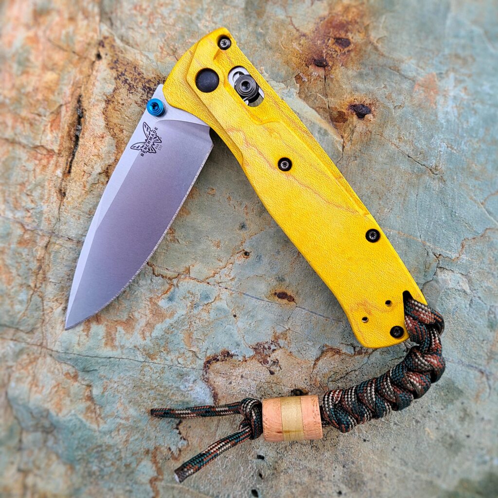Custom dyed maple scales on my Benchmade Bugout 535!
