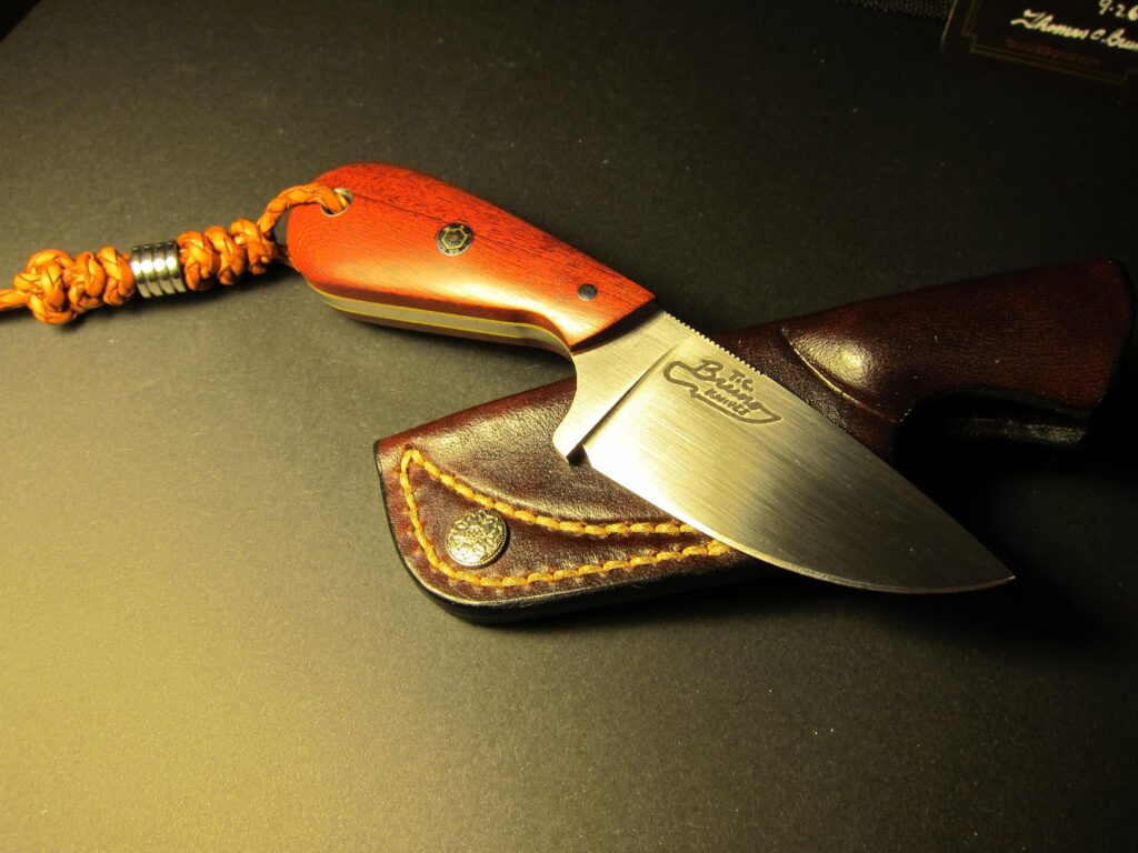 T.K. Bruno Blade :: Bobcat :: Camwood :: S35VN :: Yellow Spacers :: Handmade Slip :: Knife #39