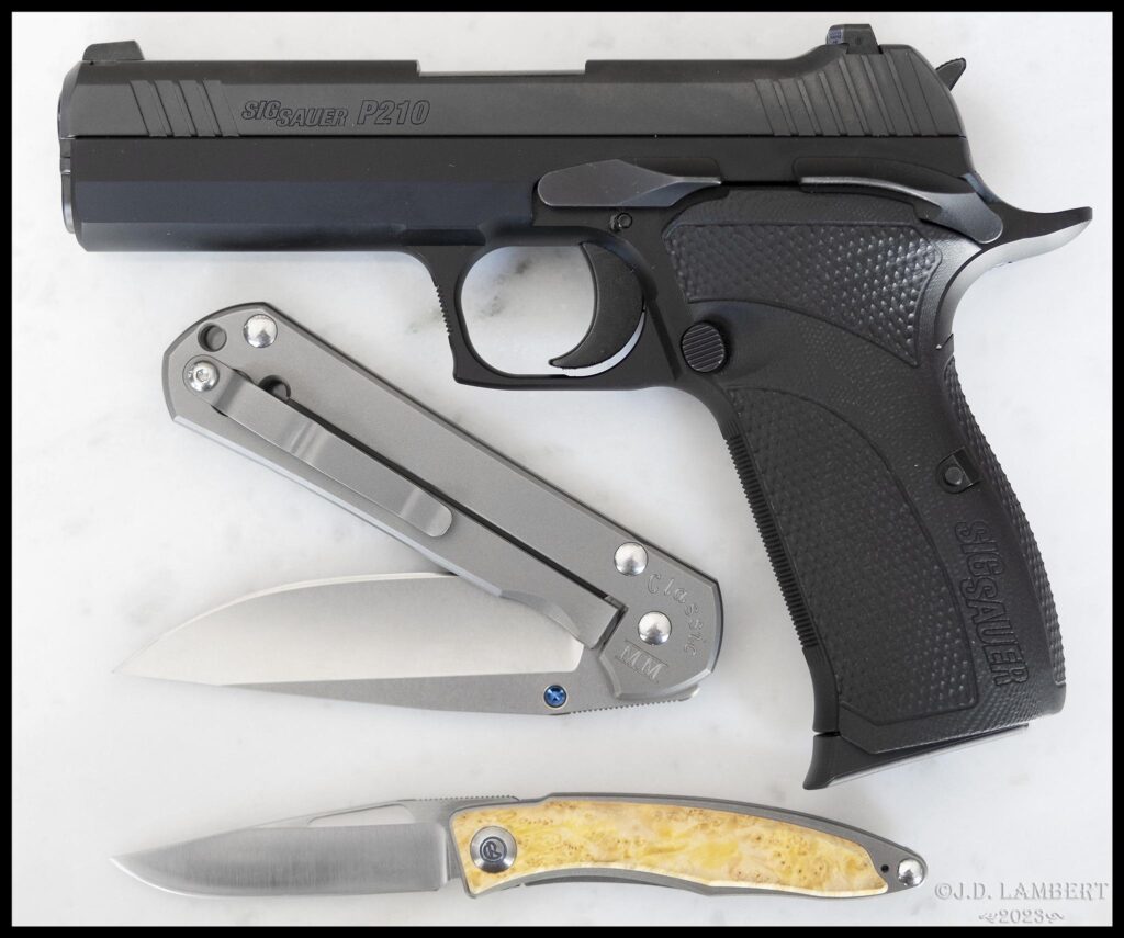 A few gunshow finds from today. SIG P210 Carry, Chris Reeve Sebenza Classic MM & Mnandi. [OC]