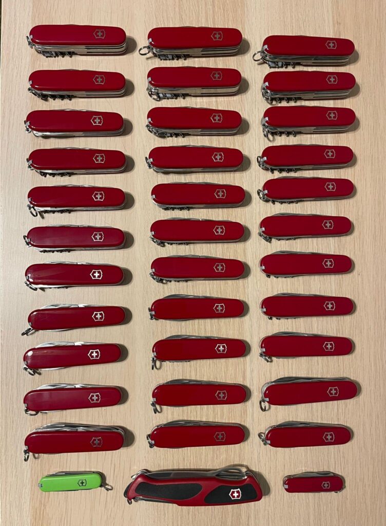 Restored and repaired bunch of Swiss Army Knives.