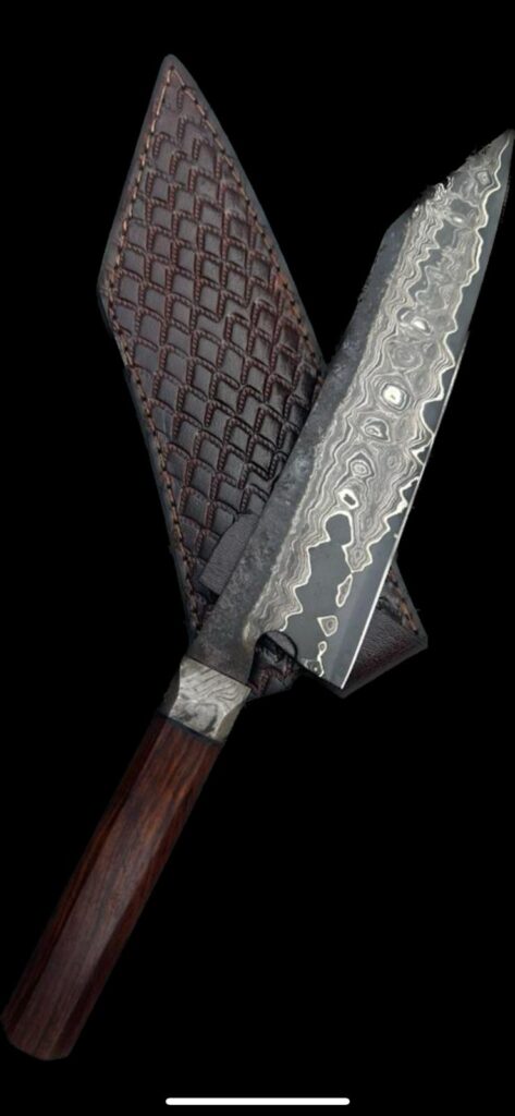 Gyuto sanmai s grind, 52100 steel core with Damascus cladding
