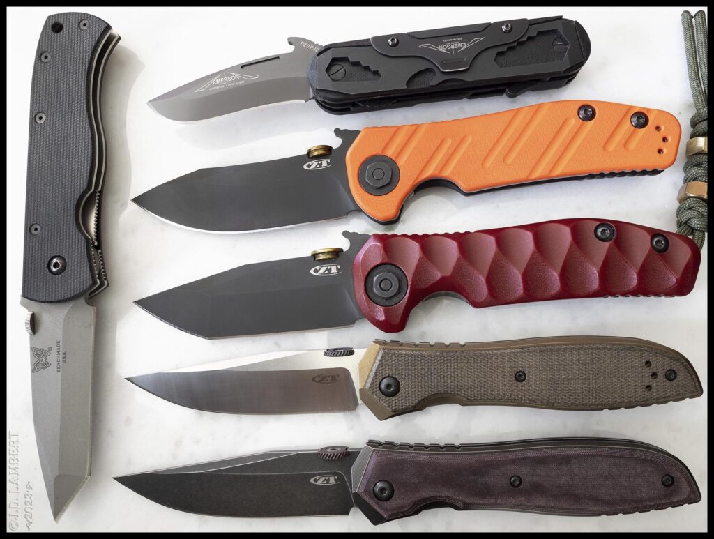 A few Emerson designs built by Zero Tolerance, Benchmade, & Multitasker [OC]