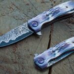 Custom Mammoth Ivory and Feather Damascus