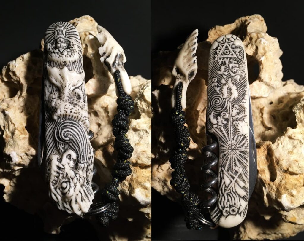 Handle carved from stabilized antler - victorinox Waiter