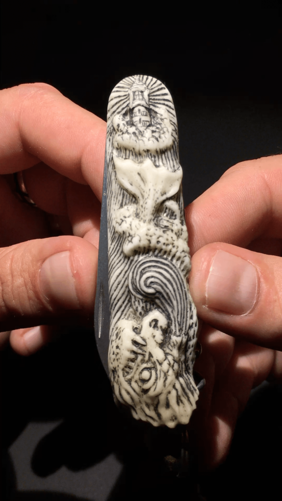 Handle carved from stabilized antler - victorinox Waiter