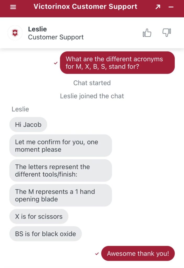 Extra information that I struggled to find regarding what the letters mean on Swiss tools!