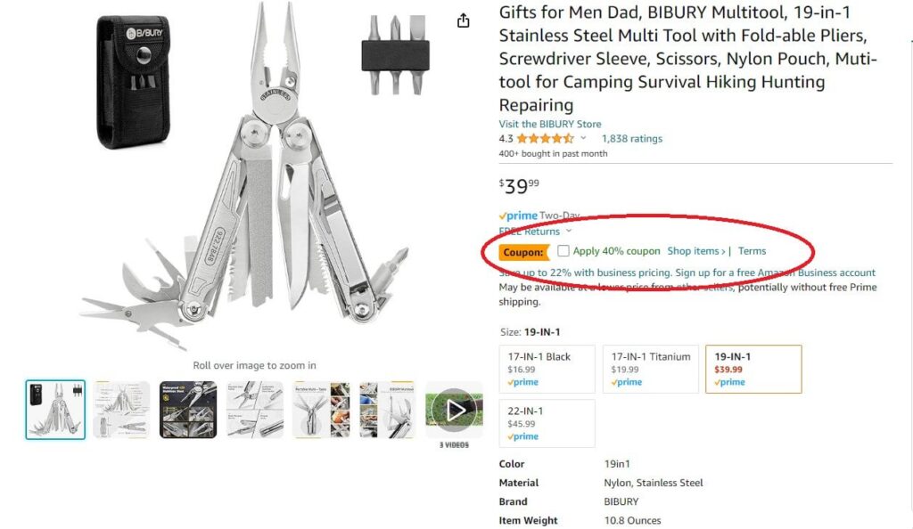 The Bibury multitool is on sale for 40% off at the moment. (Same discount for the $45 22in1 version with the fire steel.)
