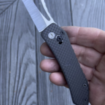 Almost finished with this admittedly quirky Ultralight Carbon MagnaCut Folder. Heat treat and finishing today…
