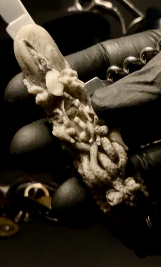 Sea monsters - handle carved from stabilized antler - victorinox Waiter