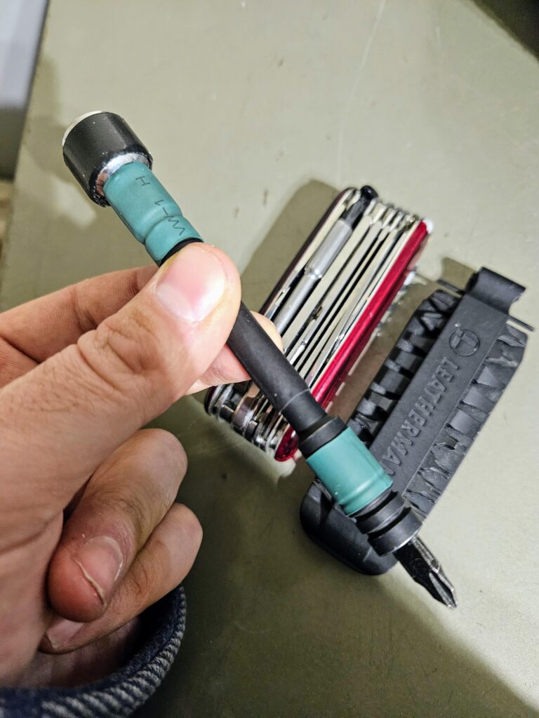 Converted the Leatherman extension into a screwdriver so that I can carry my SAK instead of my Leatherman while still being able to use the Leatherman screwdriver bits.