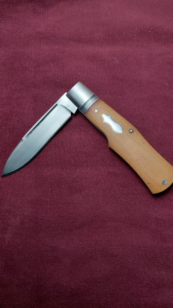 Handmade Gunstock Pattern Slipjoint CPM-154 - Vintage Micarta made by Ash.handmade.knives