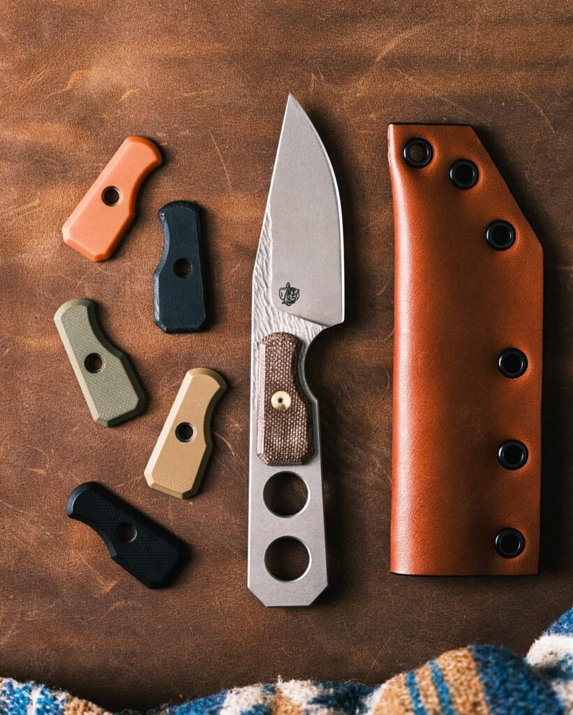 My recent project. An EDC Fix Blade that’s very slim but you can still add a little flair to with a partial scale. Also the scale is inset into the handle.
