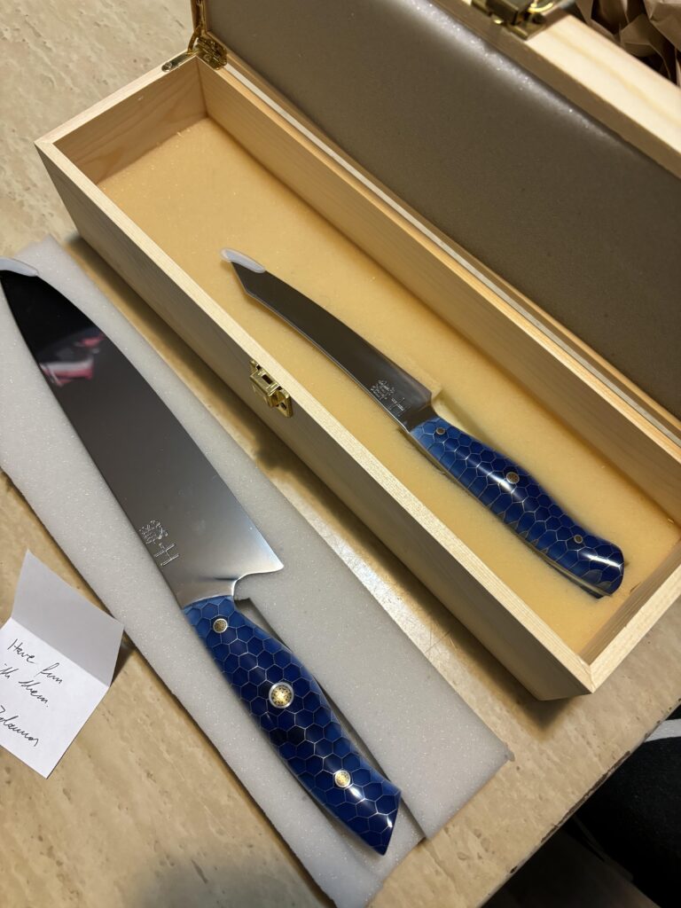 My customer made knives have arrived, and I cannot stop smiling.