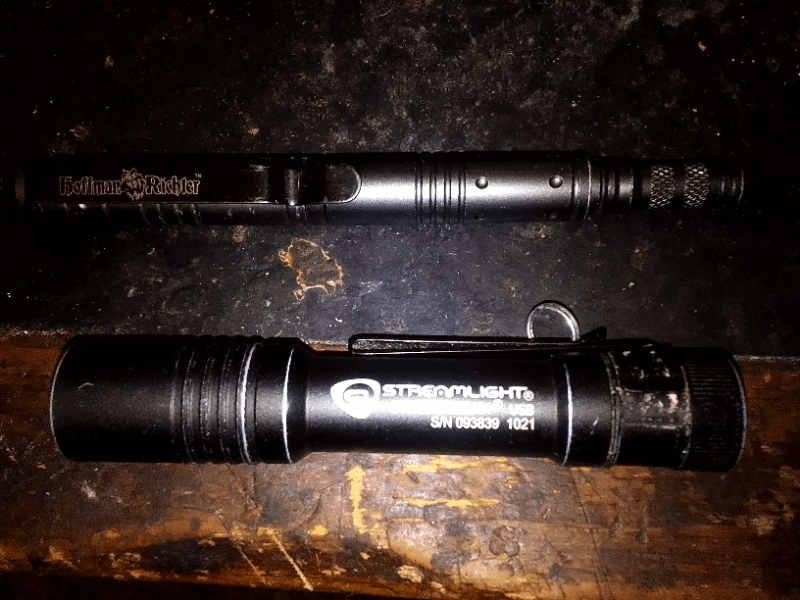 EDC Hoffman Richter tactical pen and stream light Macrostream flash light