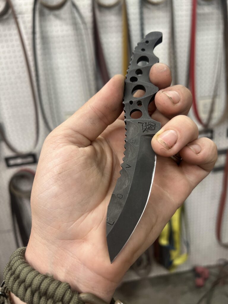 Little Silverfish blade, getting these ready for bladeshow! This one is customized Acid Etched and stamped. Steel 8670.