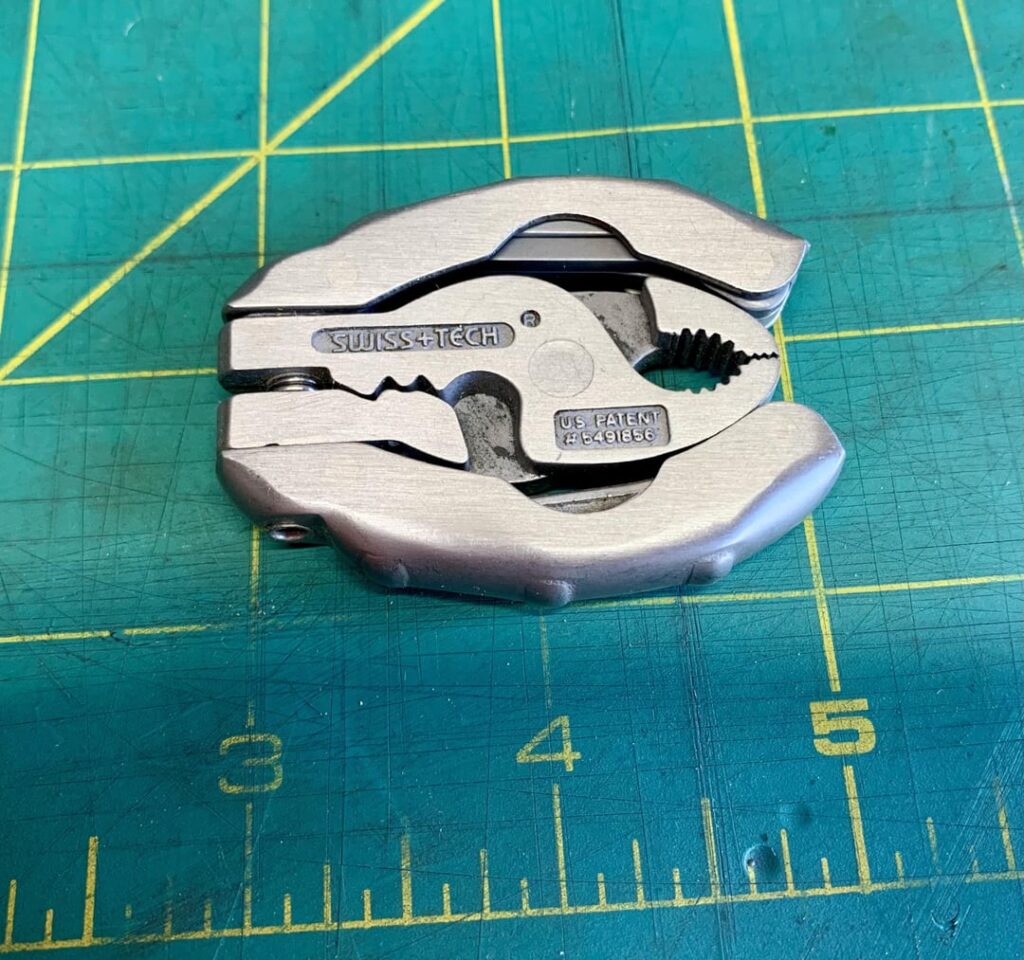 Found in bottom tray of my toolbox : Swiss+Tech micro multitool….