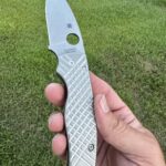 My EDC for today Spyderco Shaman S30V Stonewashed -w/MetonBoss frag milled titanium scales