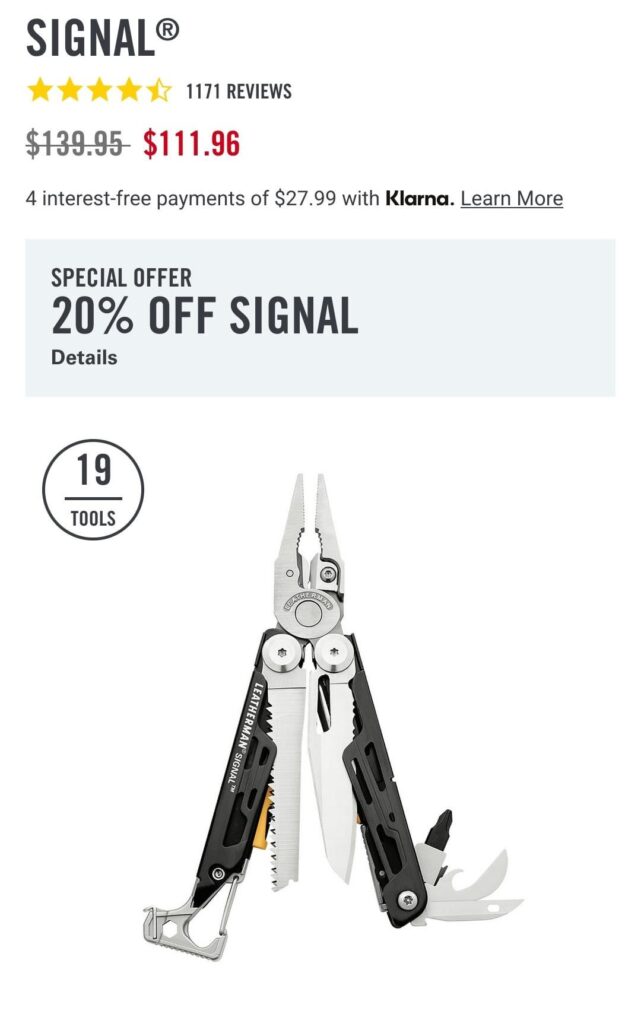 The Leatherman signal is on sale on leatherman's website