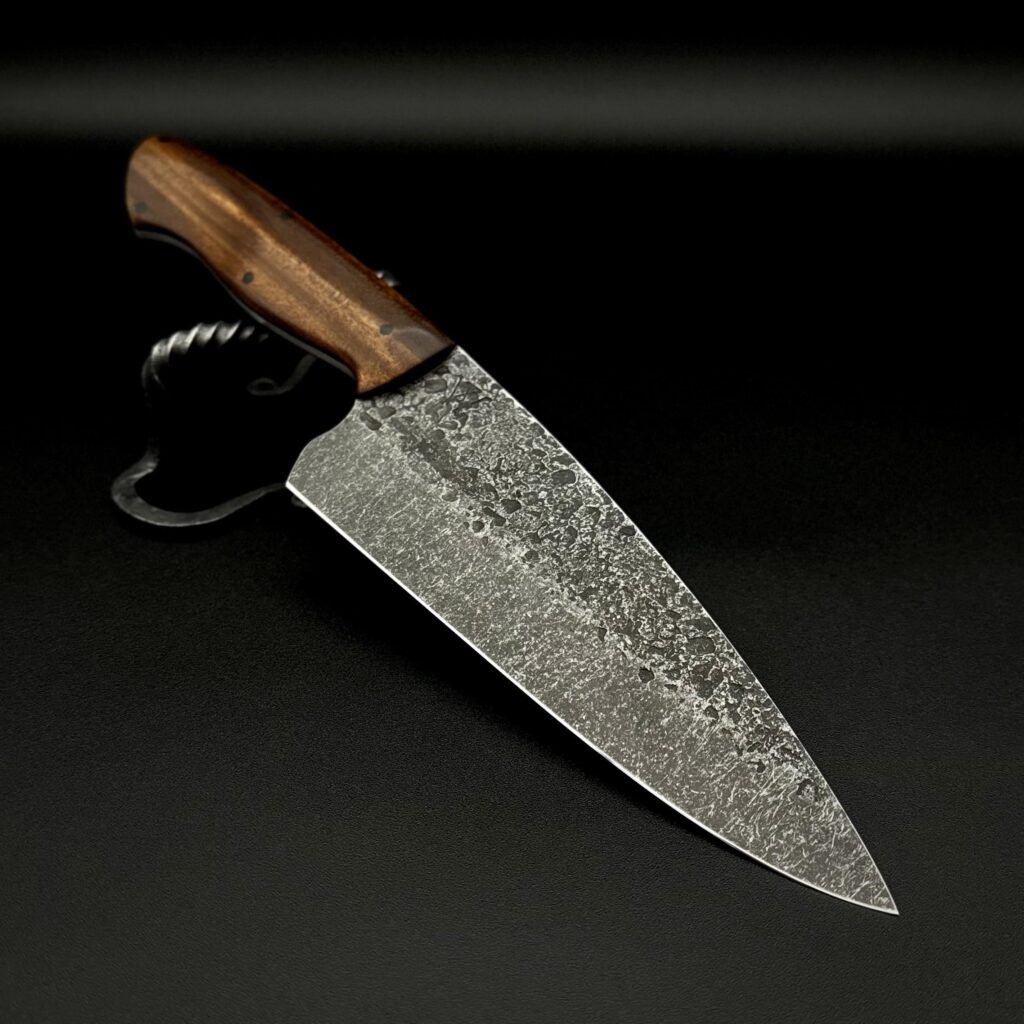 80crv2 forged brut chef in afromosia is ready to start slicing