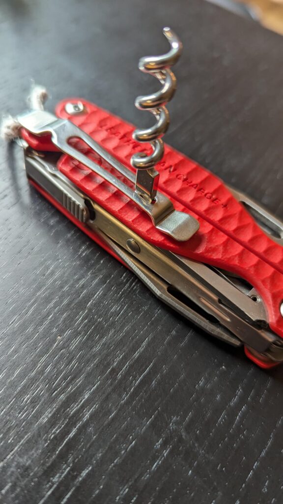 Corkscrew for Leatherman with pocket clip