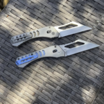 A couple of my latest creations in Titanium and MagnaCut. First time making custom pocket clips. Challenging but seem to have come out pretty nice…