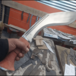 That's a pretty big knife ! it is called 17inches 1chirra with orange micarta handle which has satin finishing. isn't is amazing ?