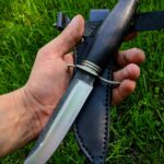 Take down black&silver finka I made for a customer just a few days ago. Cr12MF, 60 hrc steel. 130x24x4 mm blade. What do you think of it?