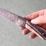 Cowboy hunter with ADS damascus. Elk antler for the scales. Cool little project patterned after my folder